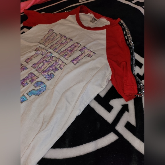 Victorias Secret PINK bling what the elf tee Small - Picture 2 of 7